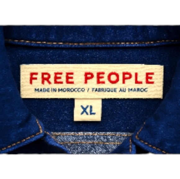 Free People XL Oversized Denim Car Jacket — Double-Breasted, Deep Pockets - Picture 13 of 16